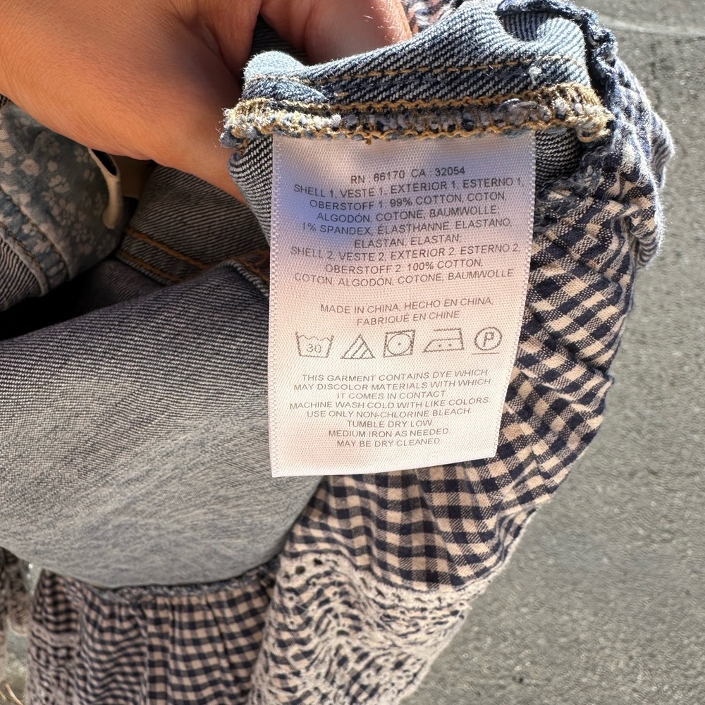 Pilcro and the Letterpress Blue Cropped Denim Jacket with Crochet Trim - Picture 5 of 5